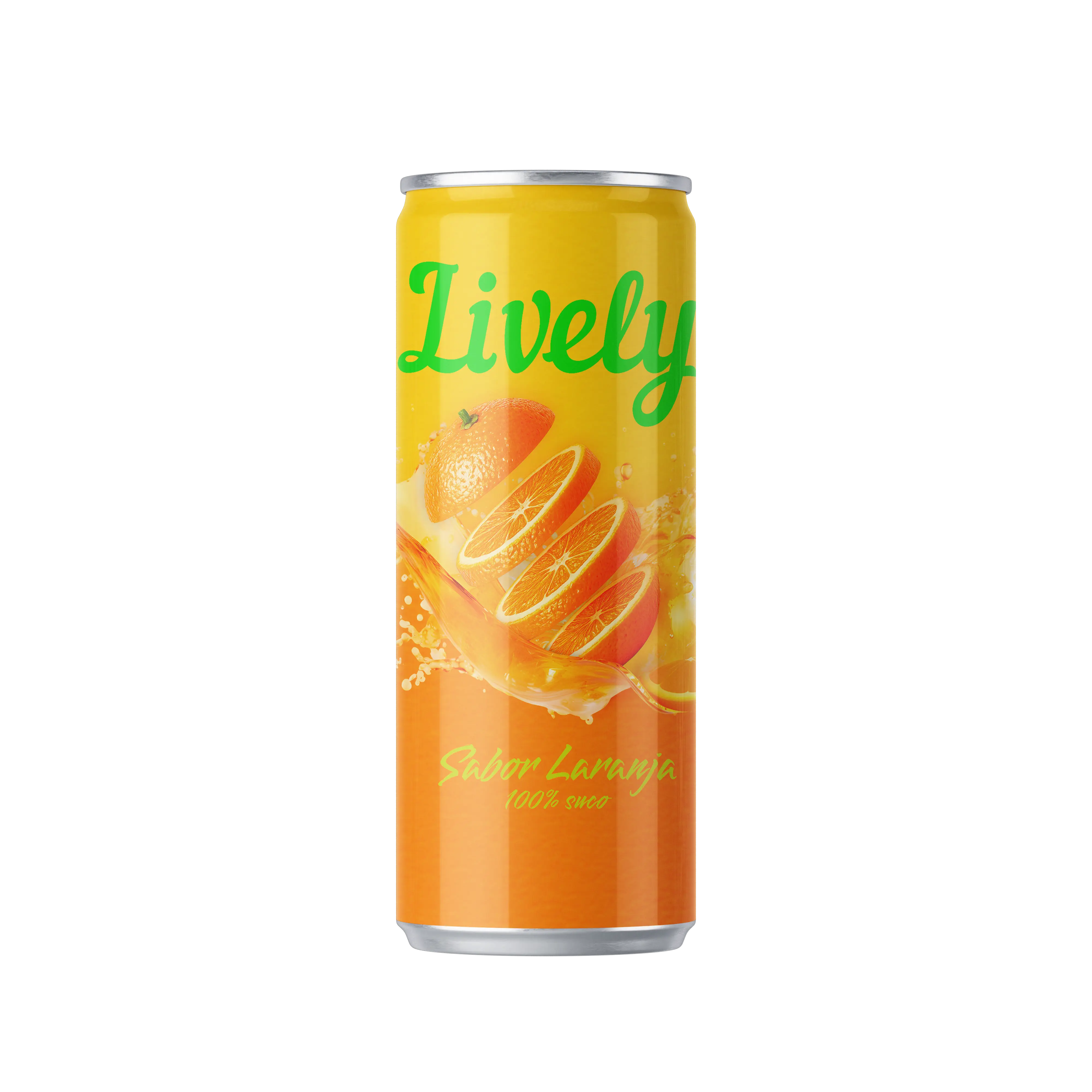 Lata de suco de laranja da Lively