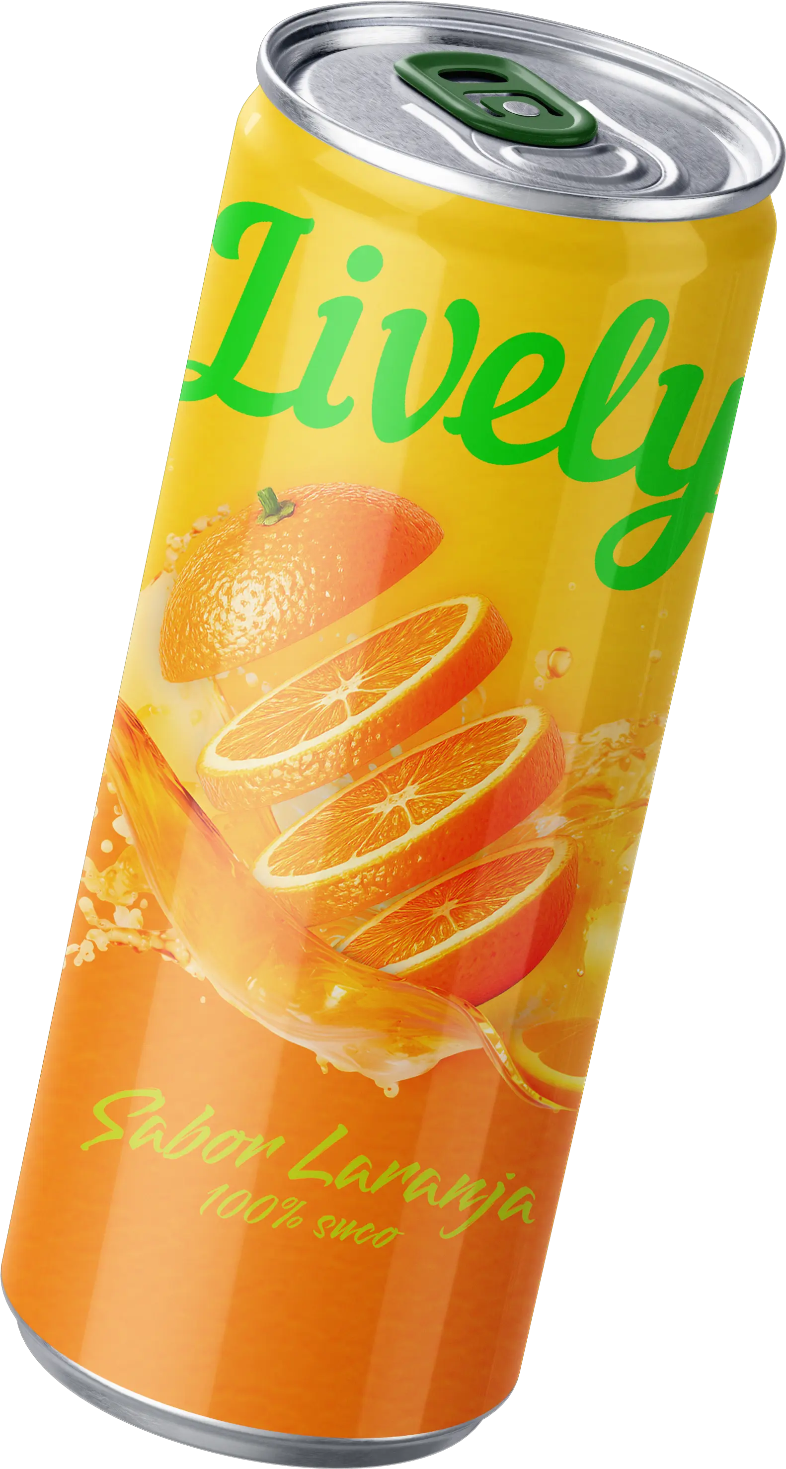 Lata de suco de laranja da Lively